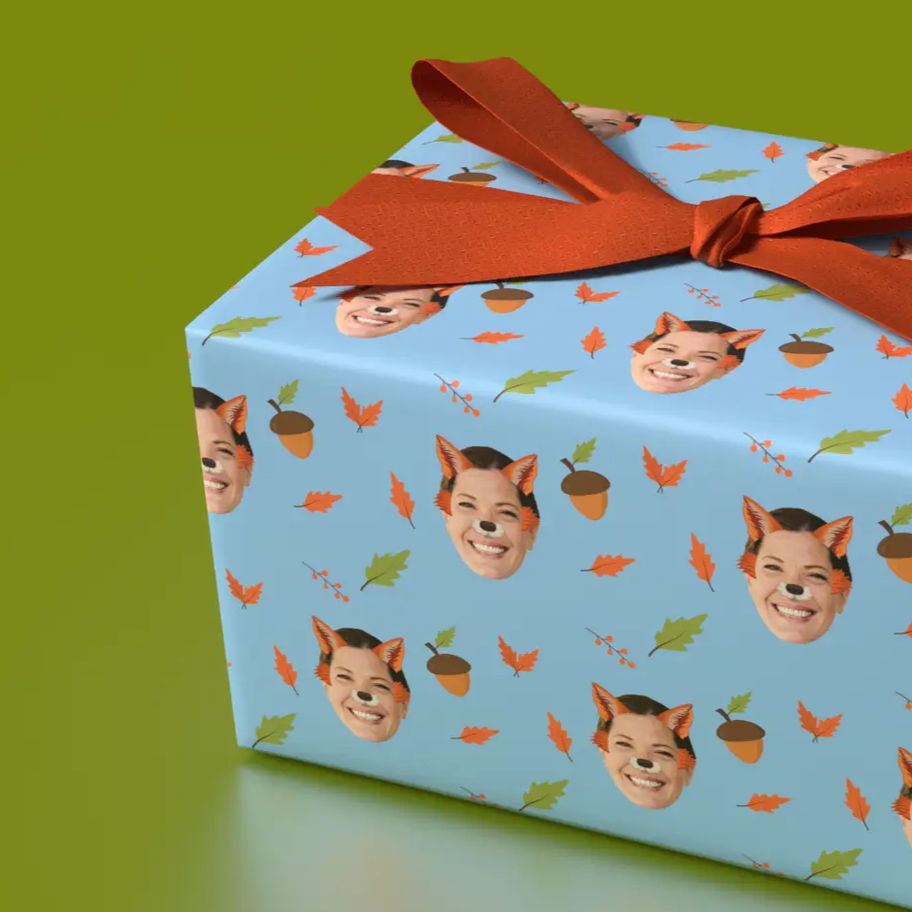 unique Thanksgiving gift wrap with personalized animal face