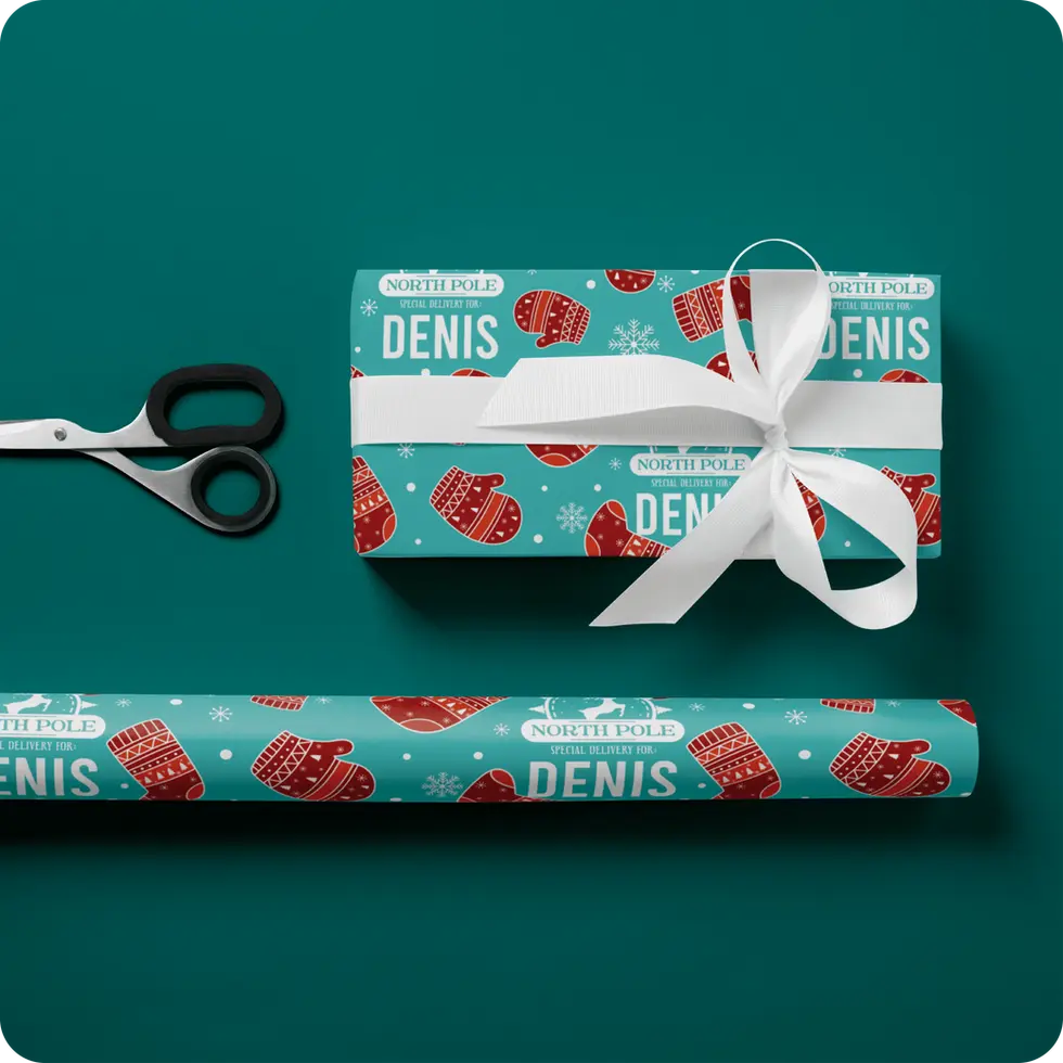 deliver to name custom printed gift wrap