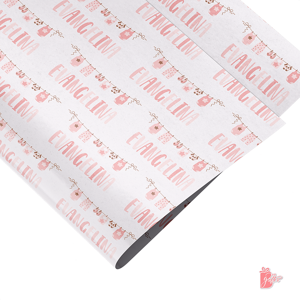 Thumbnail: Adorable and Memorable Print Gift Wrap - Customizable First Name in Clothesline Design