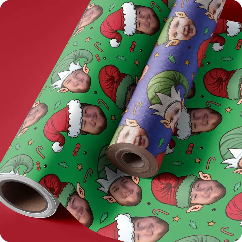funny holiday photo gift wrap
