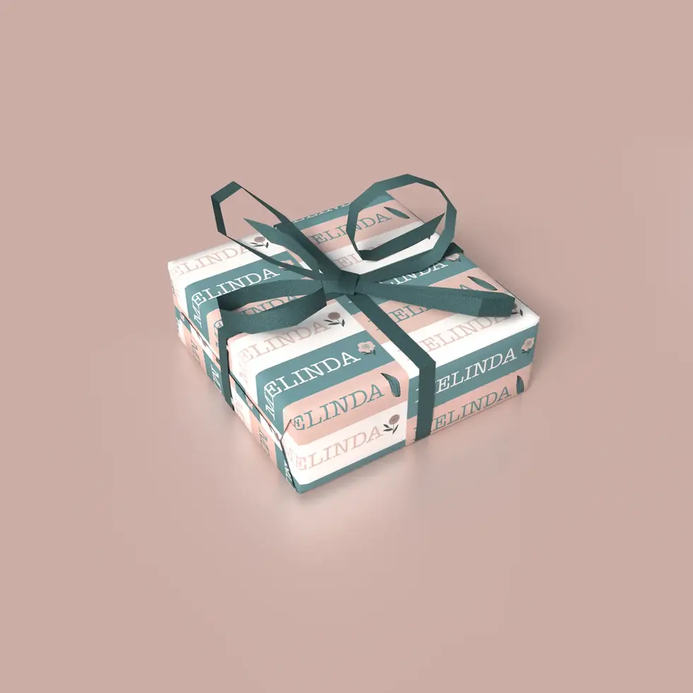 vintage floral stripe birthday wrapping paper