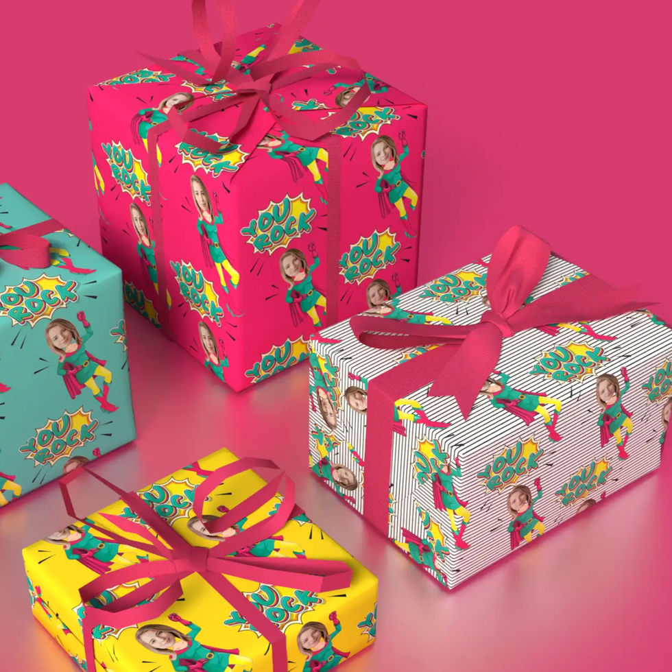 custom photo superhero gift wrap for girls