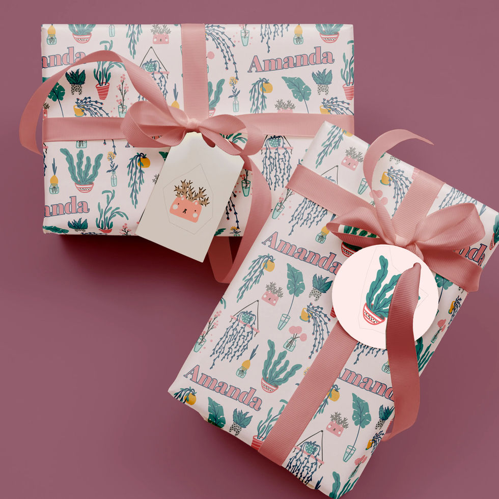 custom name houseplant gift wrap