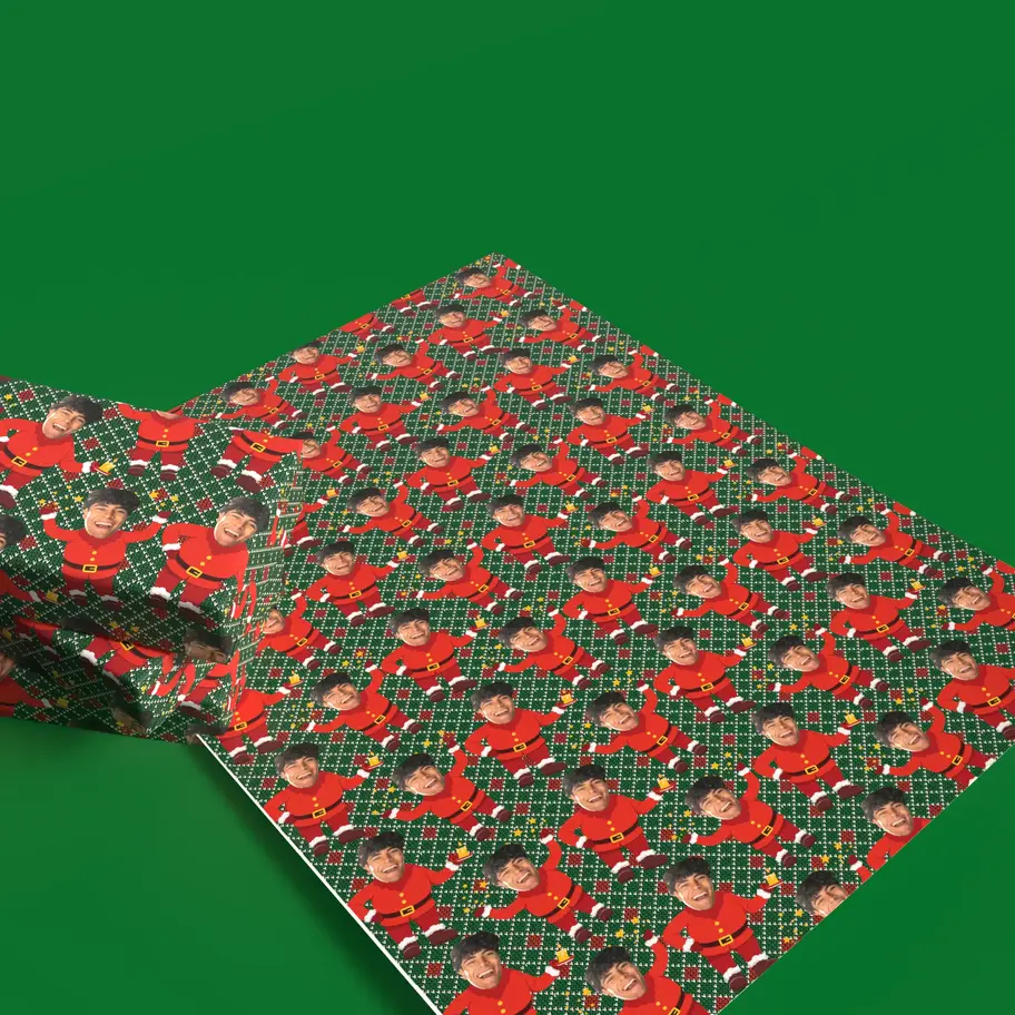 blue Christmas Santa wrapping paper