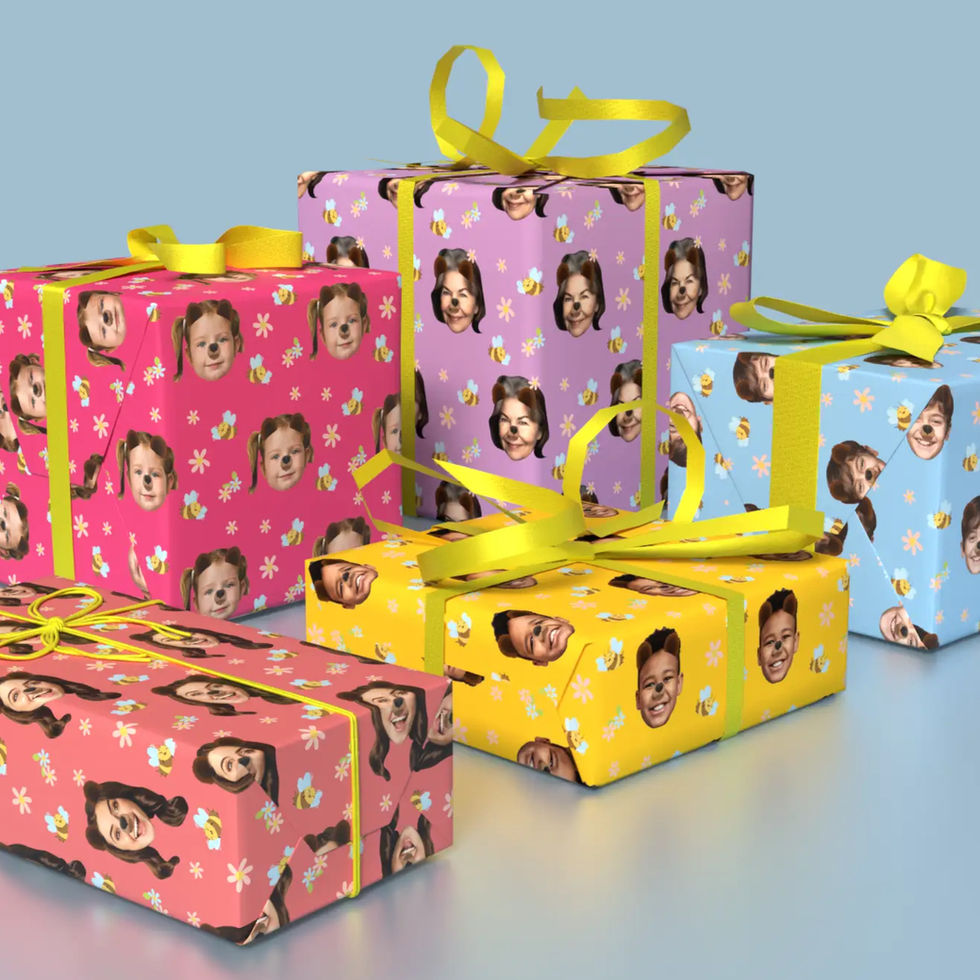 bee mine photo face personalized wrapping paper
