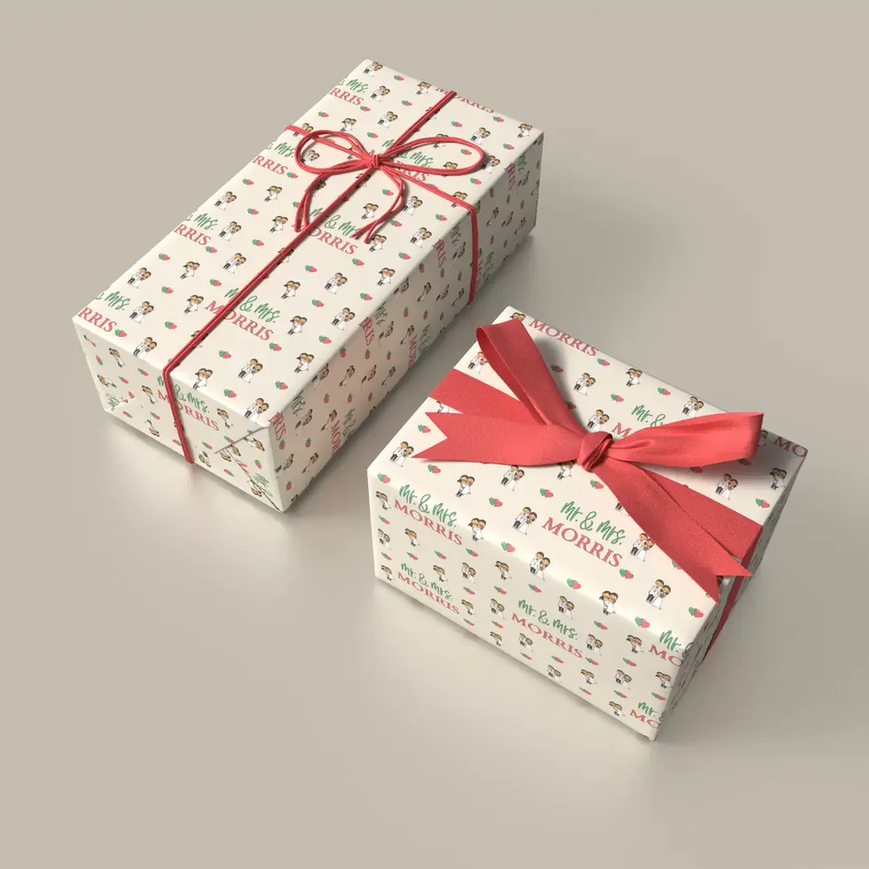 custom name wedding wrapping paper