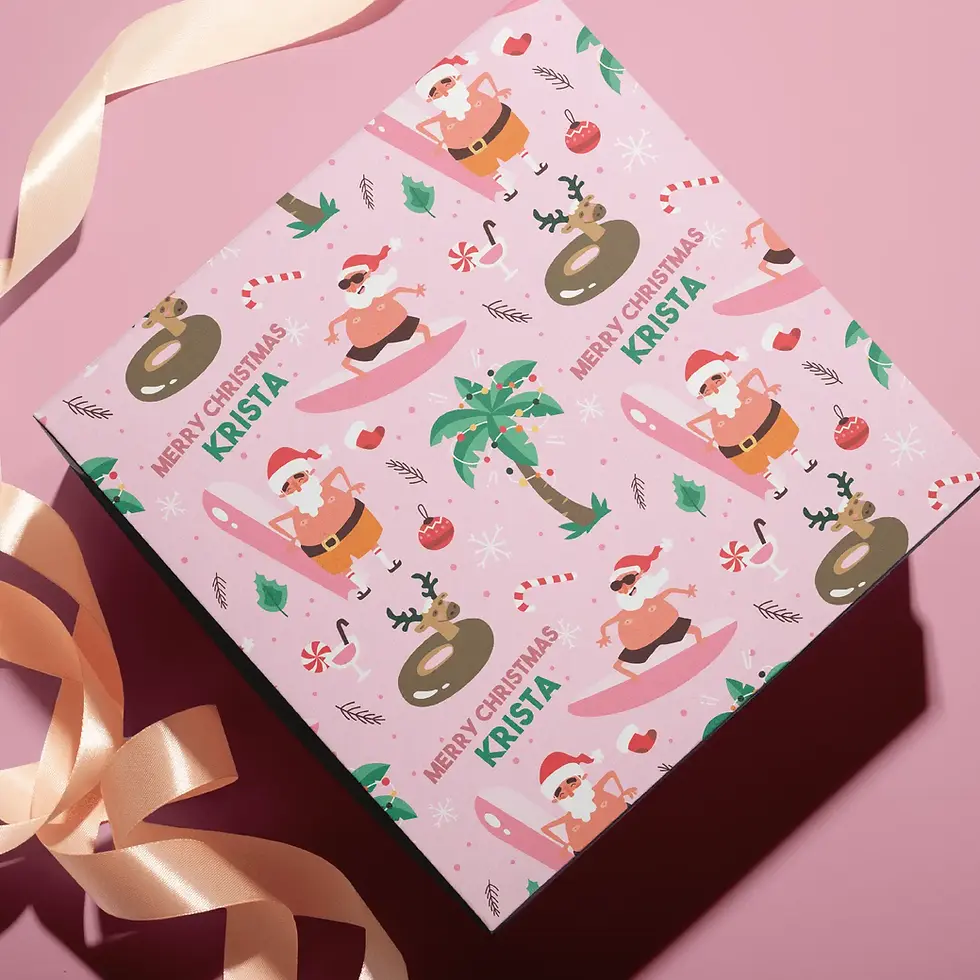 custom name tropical christmas gift wrap