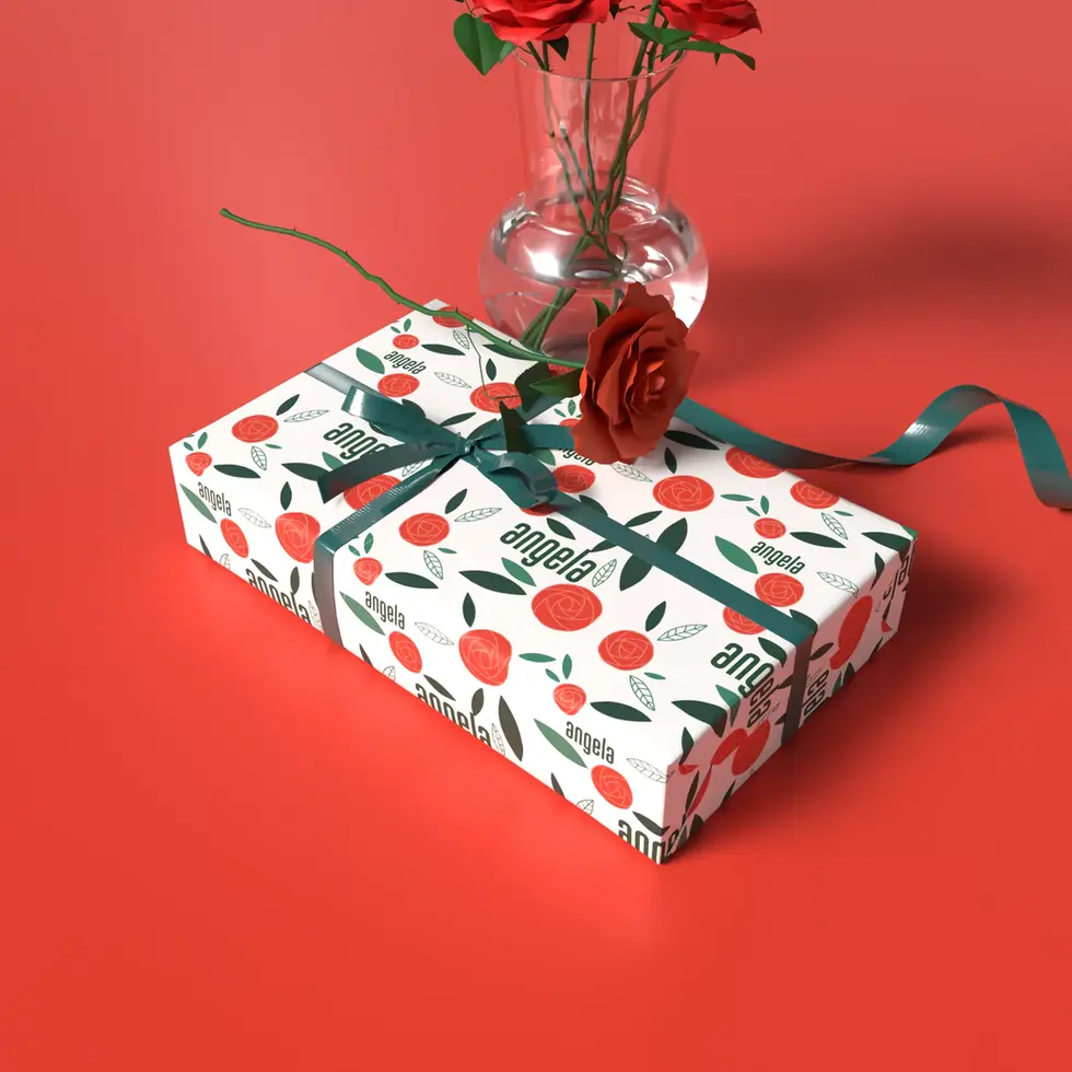 personalized name red rose gift wrap