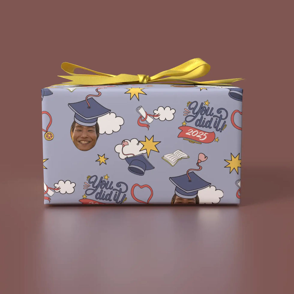 personalized grad party gift wrap blue