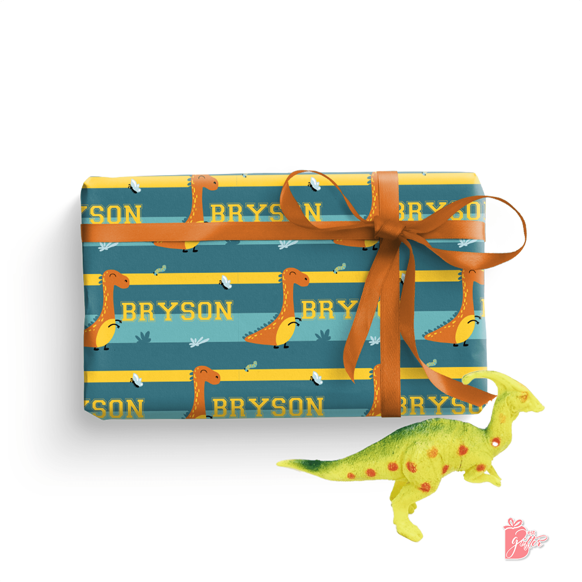 Orange Brachiosaurus Gift Wrap