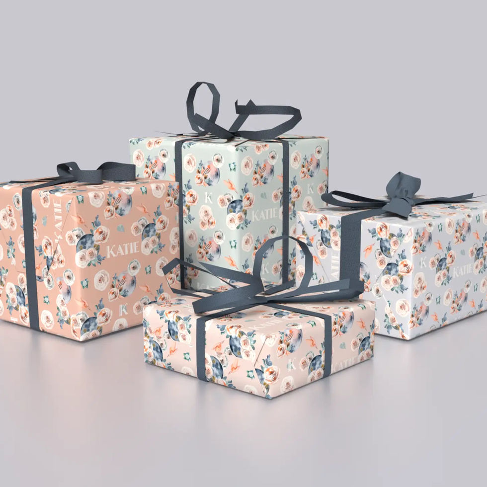 boho celestial personalized gift wrap