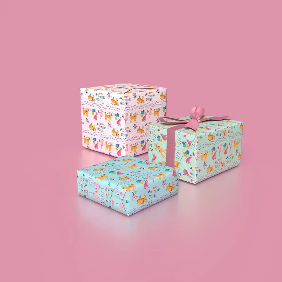 cheetah and leopard party hat gift wrap