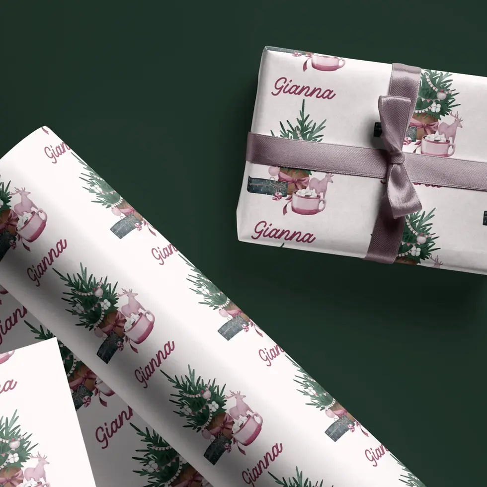 holiday wrapping paper personalized with name