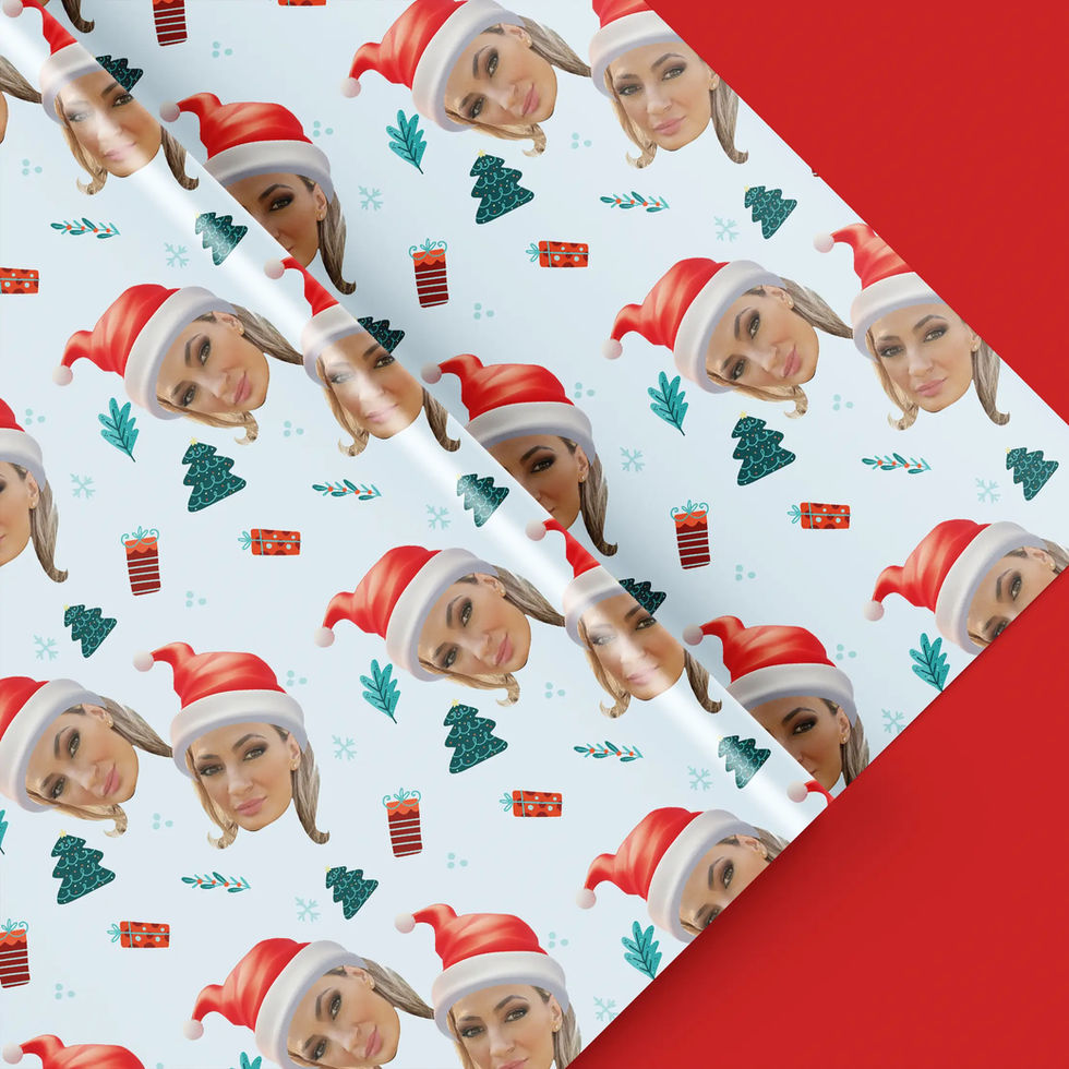 funny face-in-hole Christmas wrapping paper