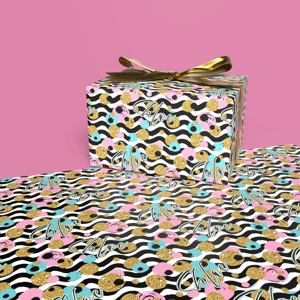 personalized funky retro 80s gift wrap