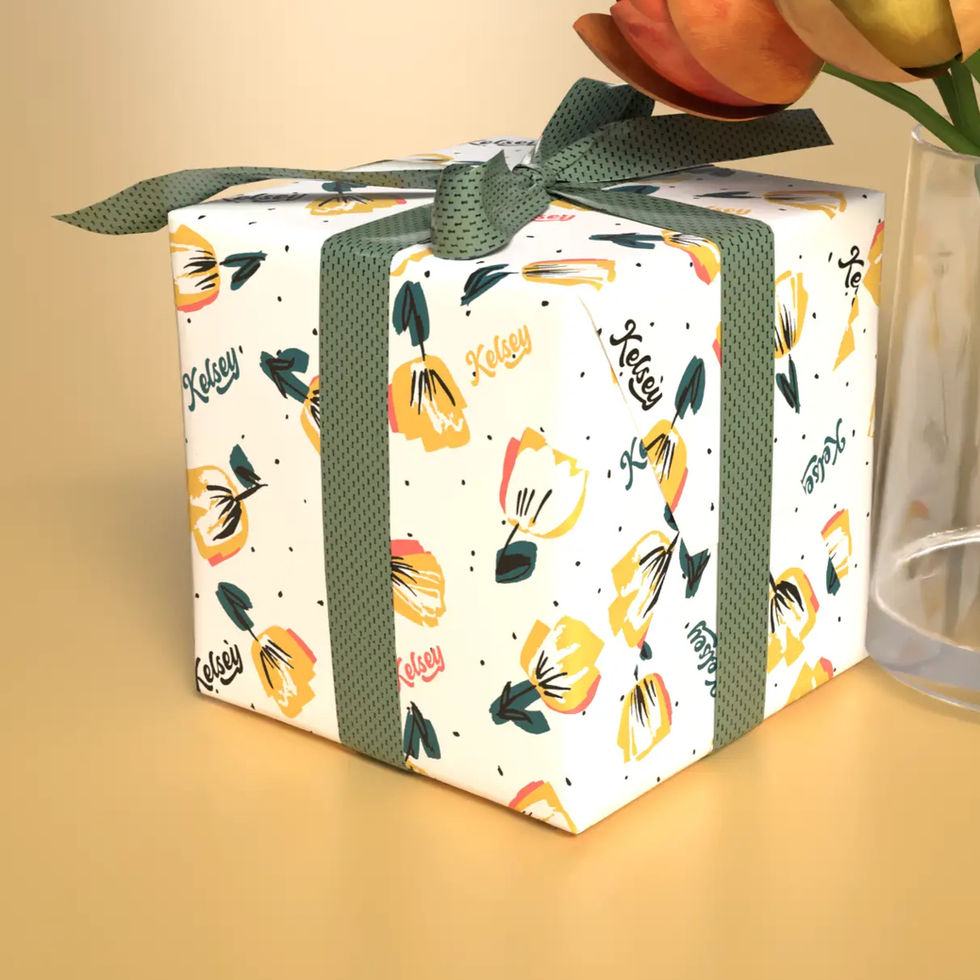 coral script custom name wrapping paper