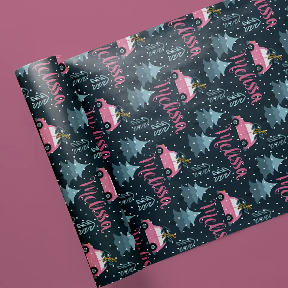 holiday wrapping paper personalized with name