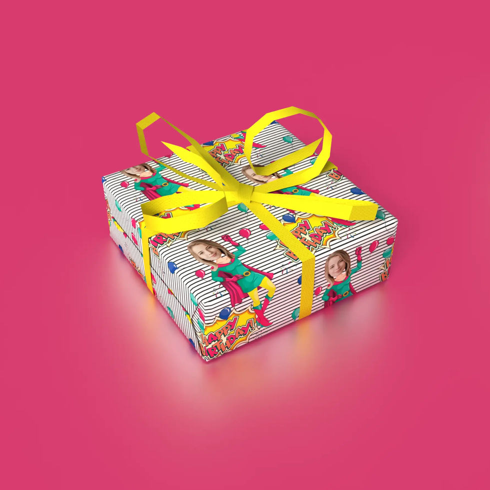 Wonder Woman personalized face wrapping paper for her
