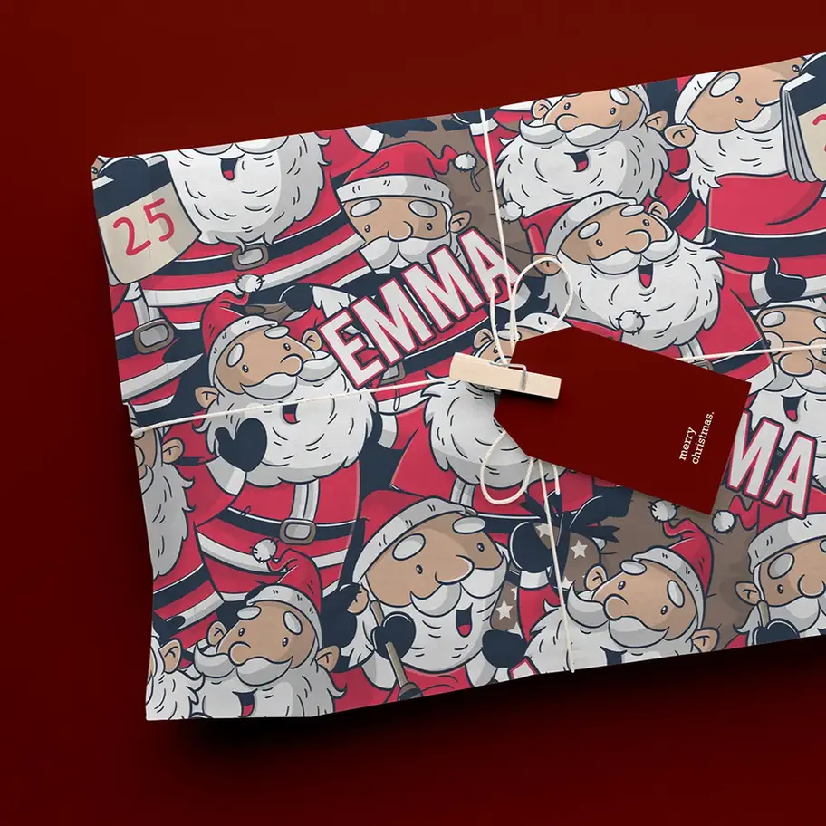 cartoon santa christmas paper personalized