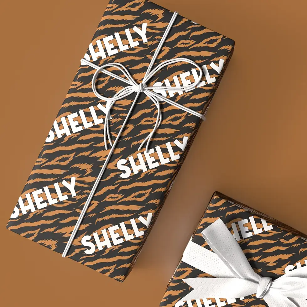bold orange and black birthday wrapping paper