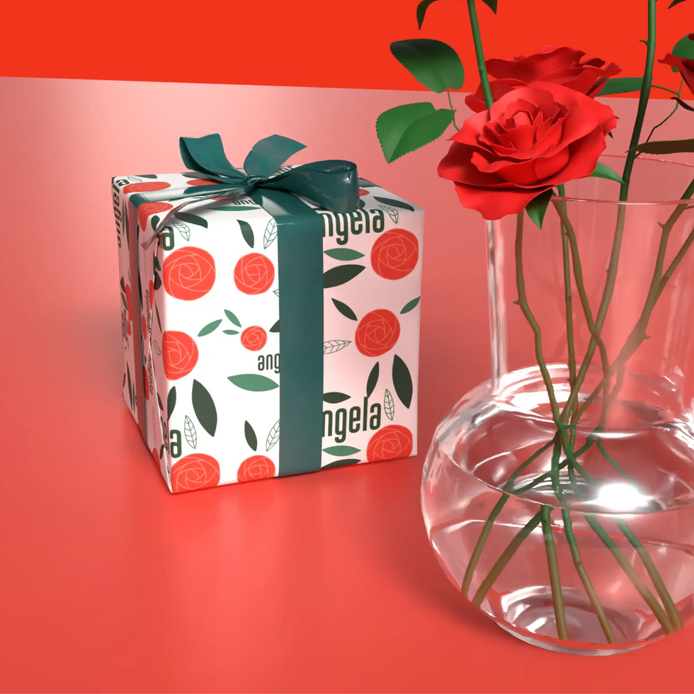 romantic floral personalized gift wrap