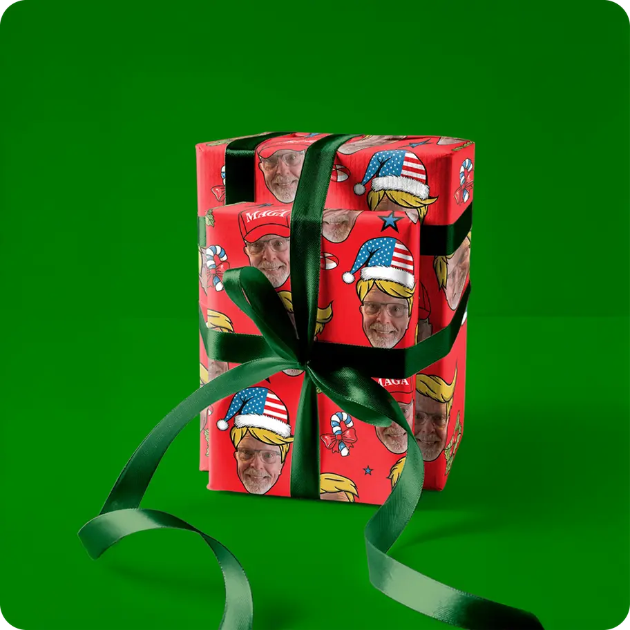 red cap parody face wrapping paper