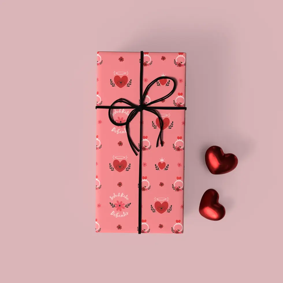 written in love personalized romantic wrapping paper