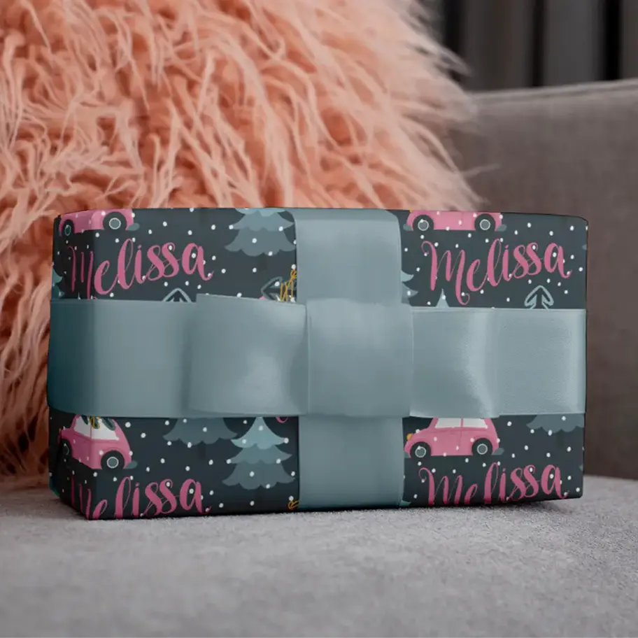 modern christmas wrapping paper personalized