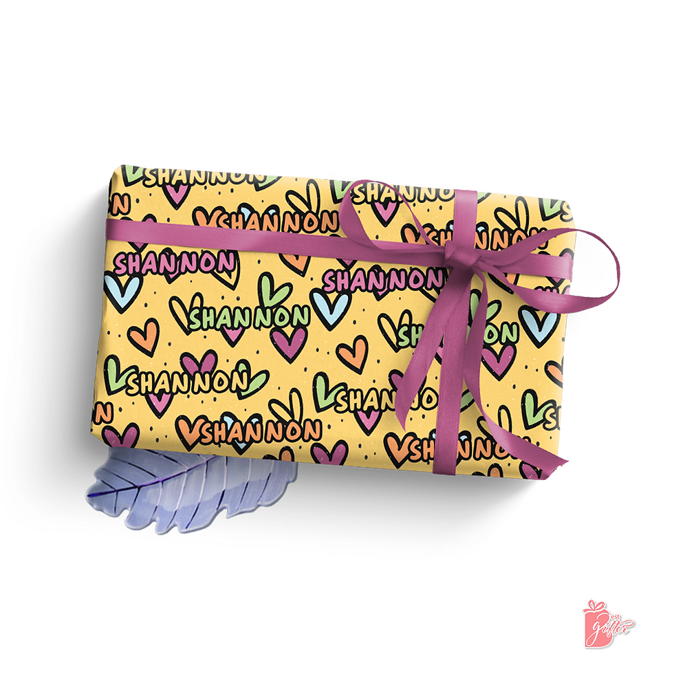 Thumbnail: Equal Love Personalized Gift Wrap with your name, Colorful hearts wrapping paper, cute birthday gift wrap, pride gift wrappin
