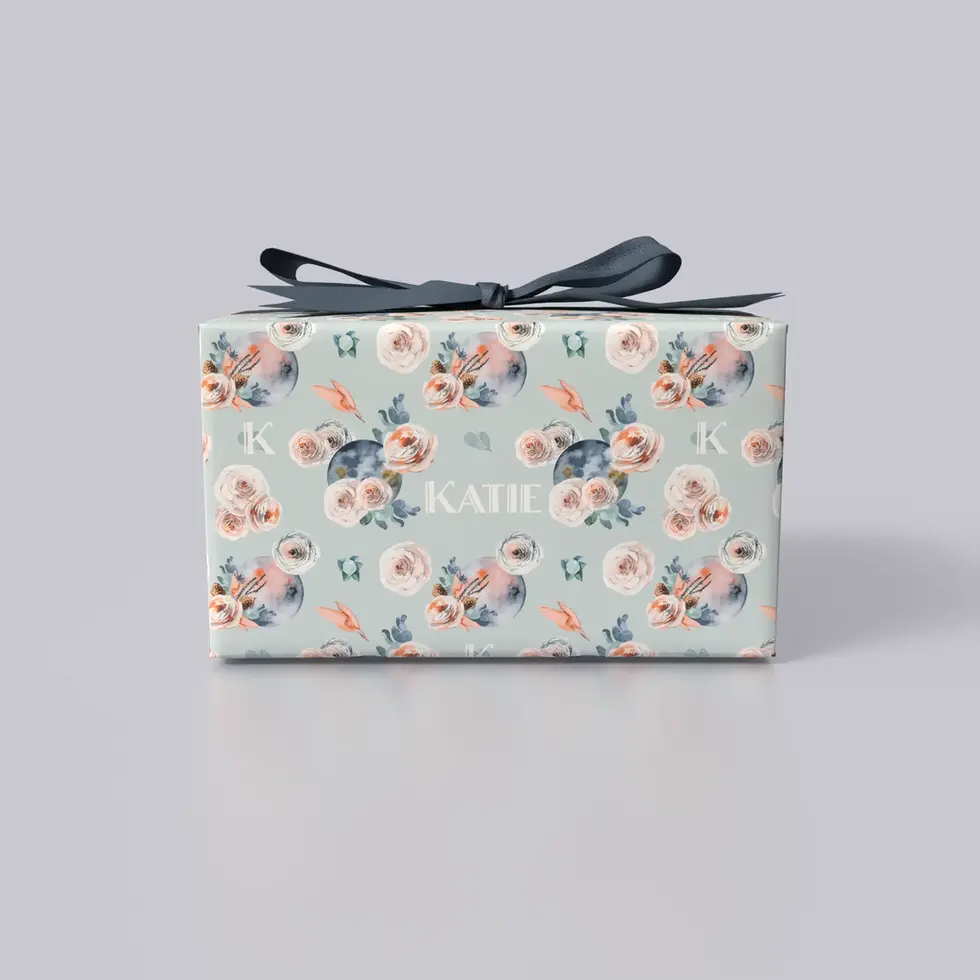 custom name celestial floral gift wrap