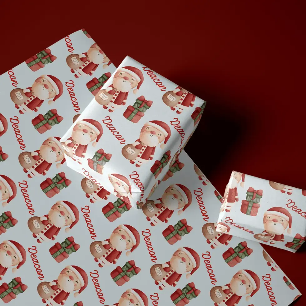 custom name santa gift wrap for kids