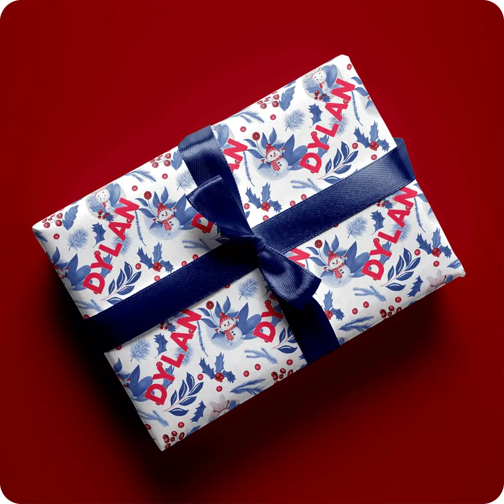 winter berry holly leaves holiday wrapping paper personalized
