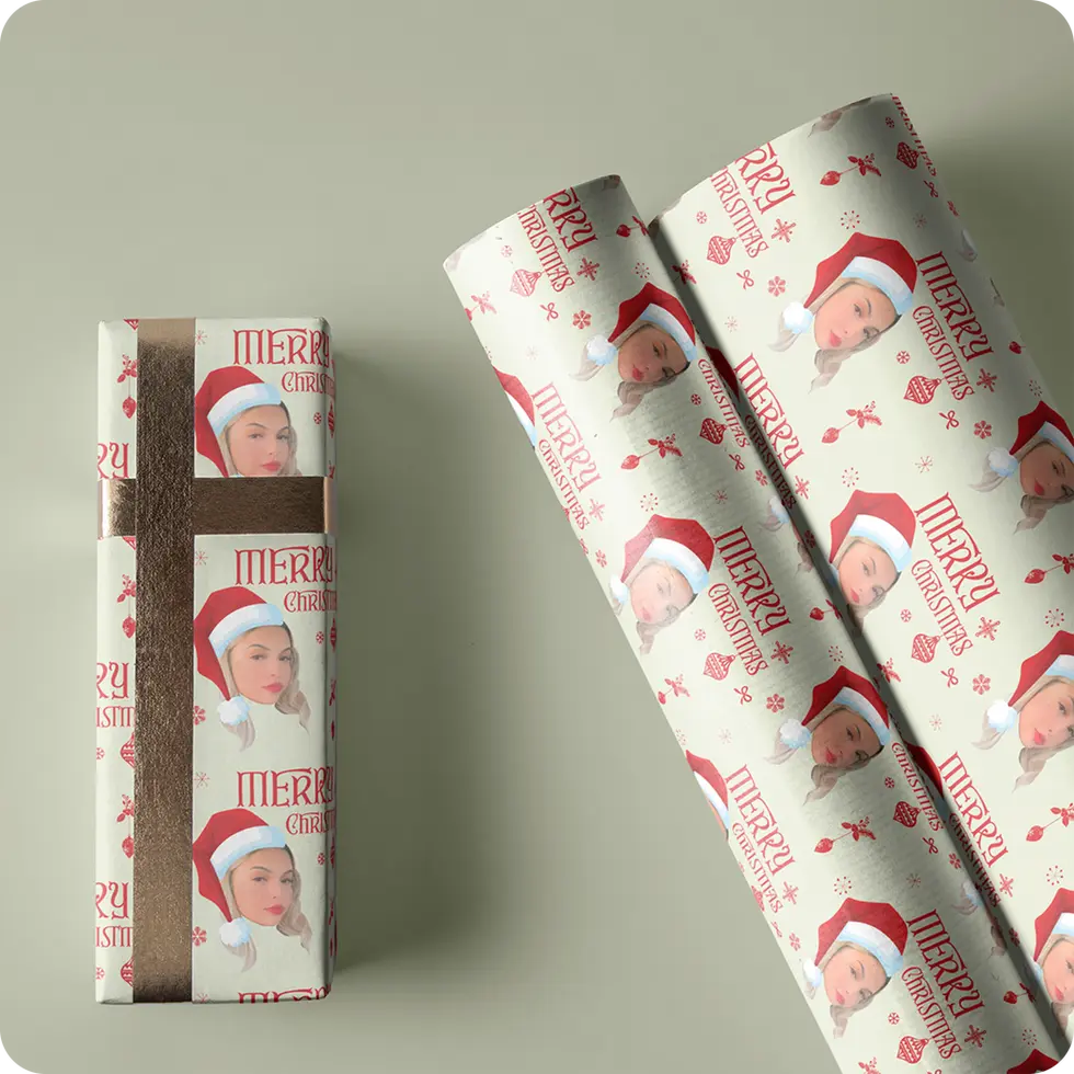 red ornament christmas gift wrap photo