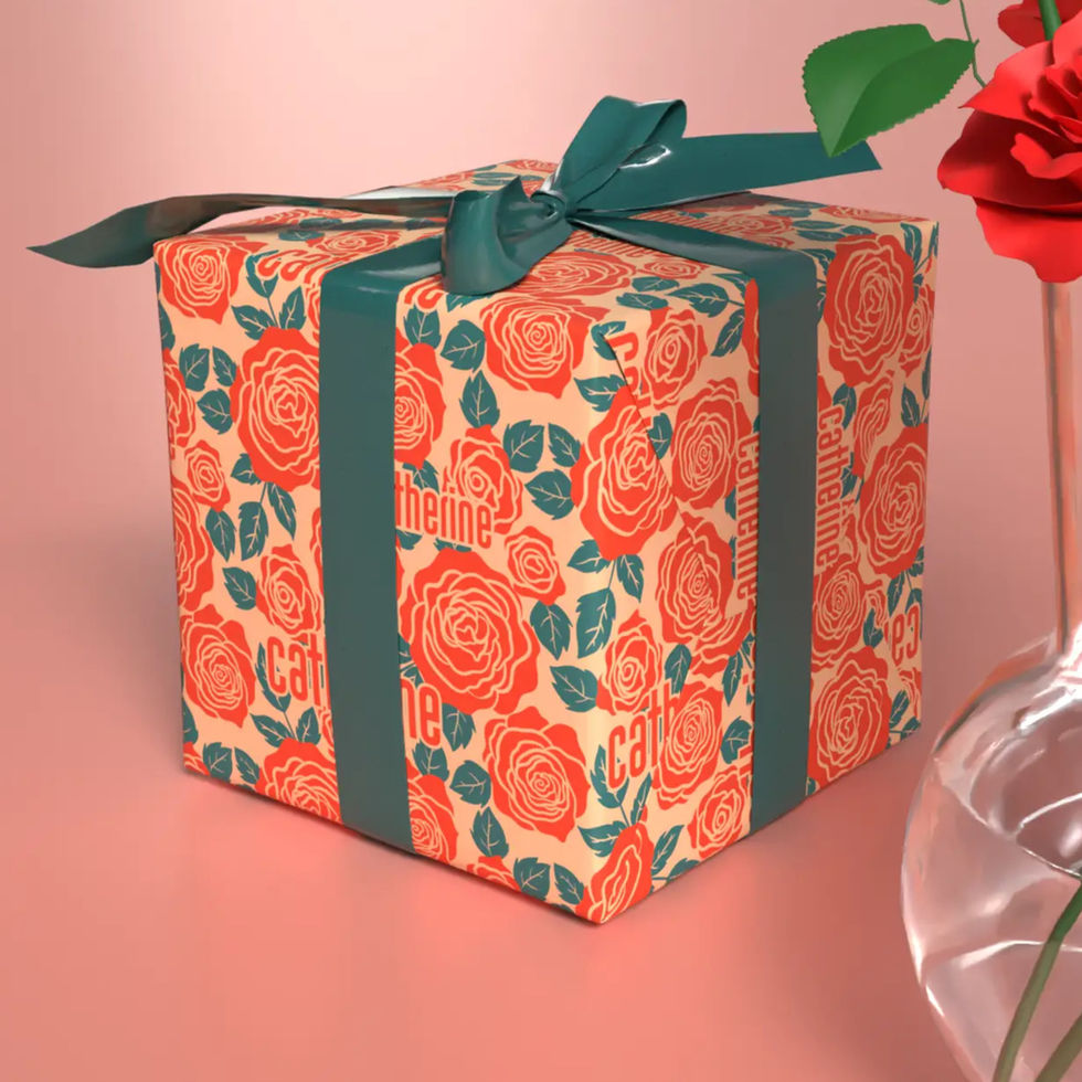 retro rose deco personalized wrapping paper