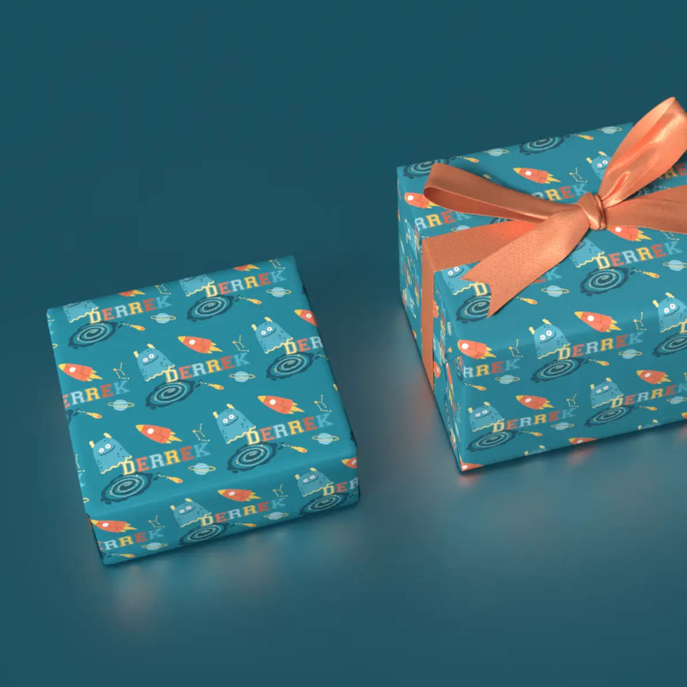 custom name space theme gift wrap