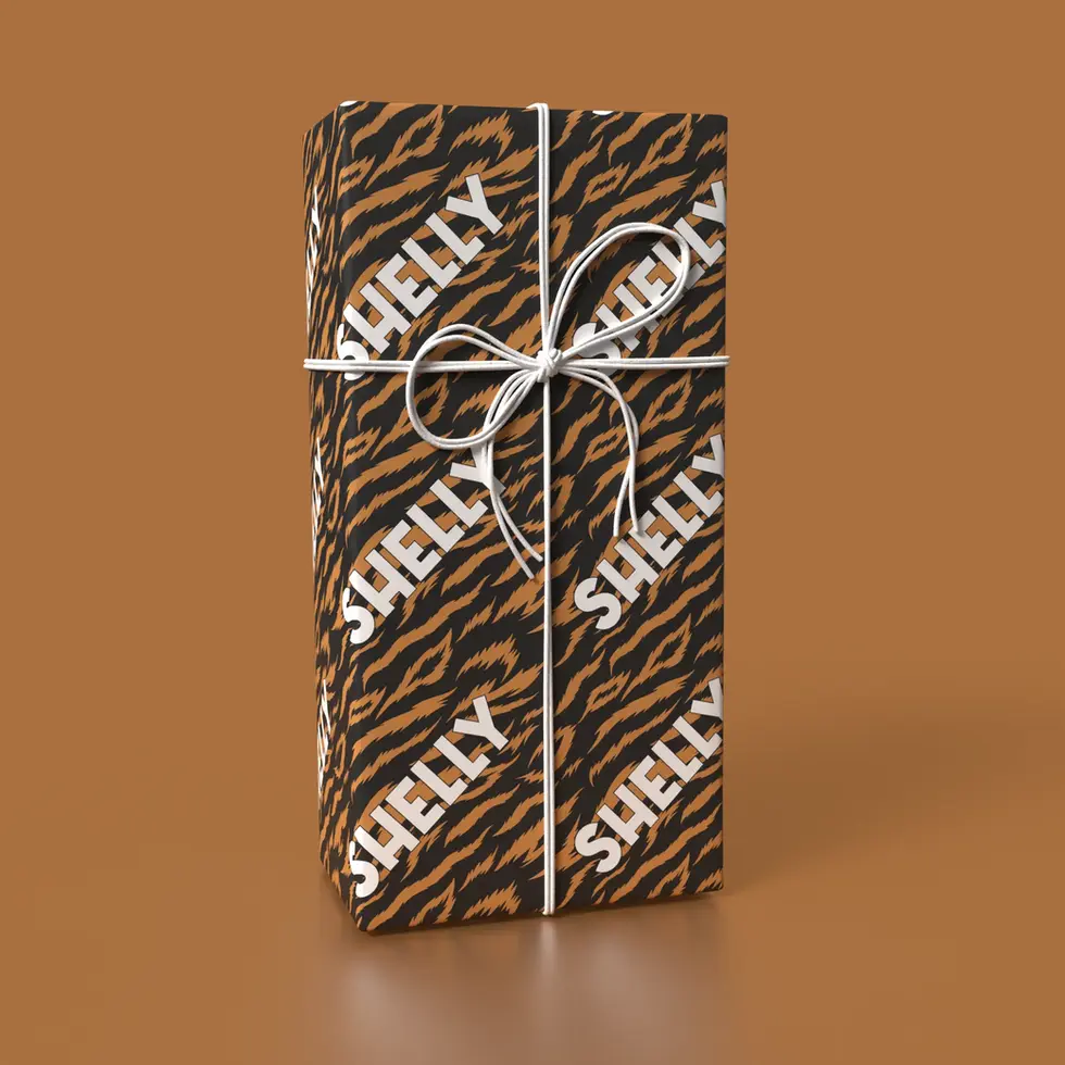 fiercely yours personalized tiger print wrapping paper