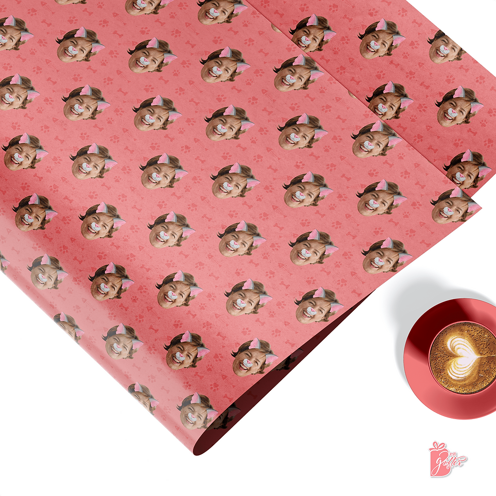 Thumbnail: Gift Wrap with Cat Filter Face: Personalized Face Cutout, Playful Charm