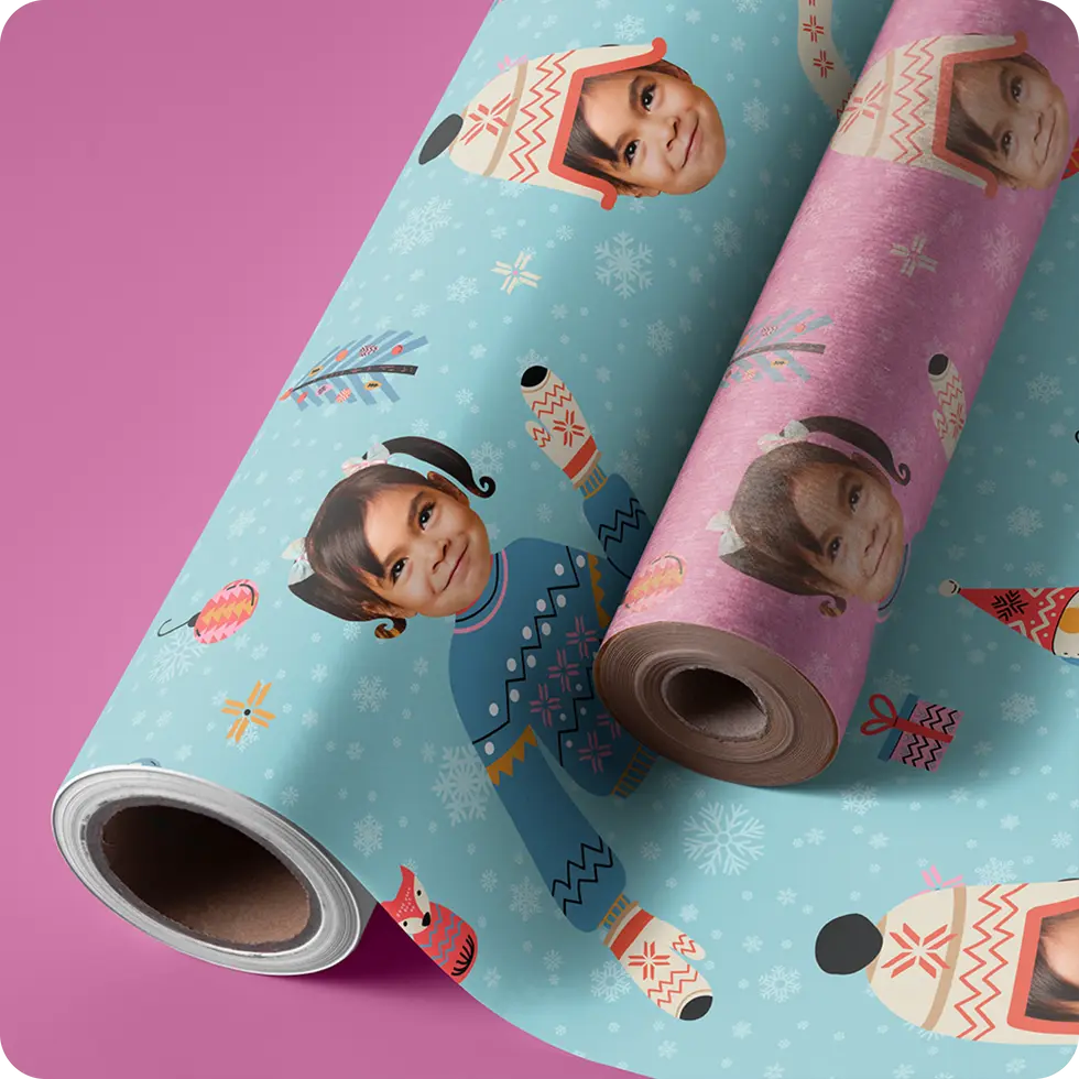 custom face wrapping paper holiday