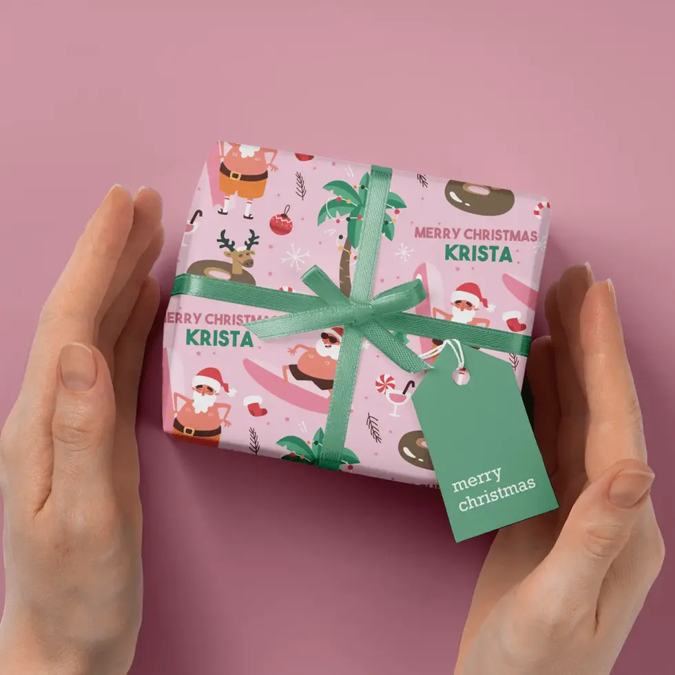 surfing santa personalized wrap