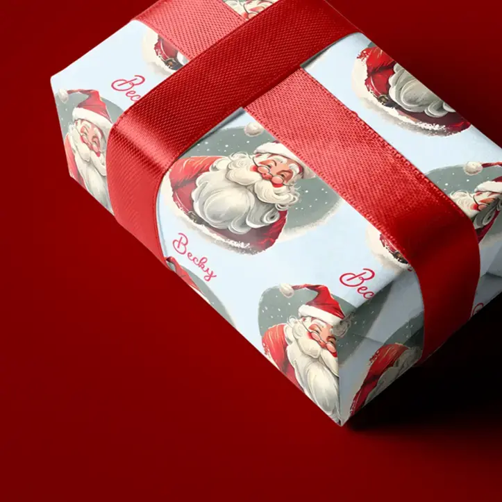 jolly st nick personalized wrapping paper