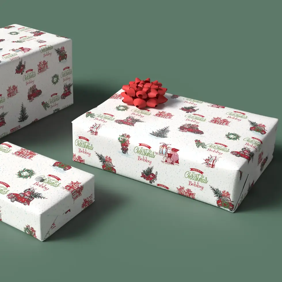 personalized christmas car wrapping paper