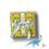 Thumbnail: Customizable Smiling T-Rex Stripes Personalized Gift Wrapping Paper - Blue and Orange Smiling T-Rexes on Yellow Background