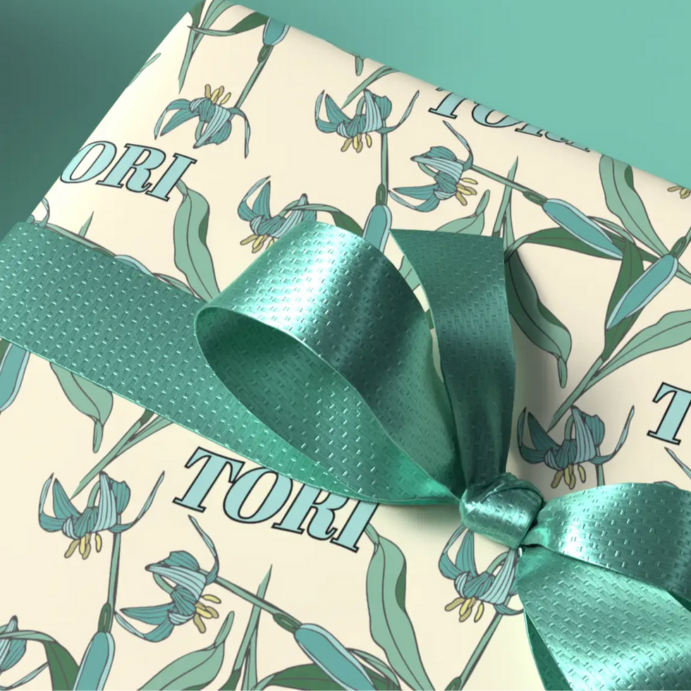 custom name vintage floral gift wrap