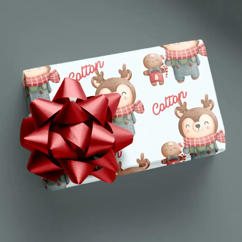 personalized reindeer christmas wrapping paper