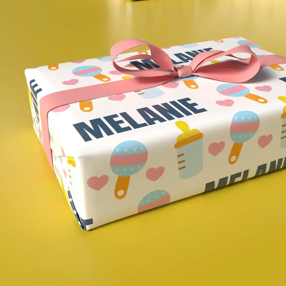 custom name baby essentials gift wrap