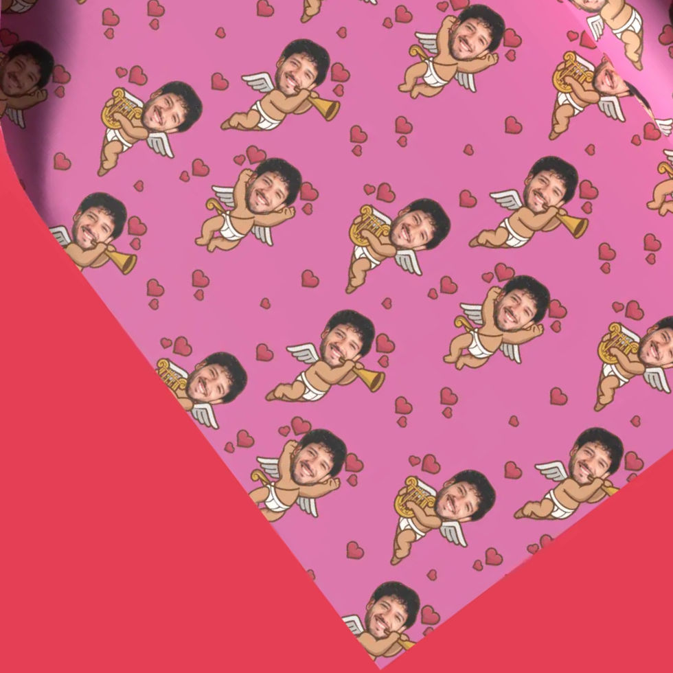funny face-in-hole romantic wrapping paper