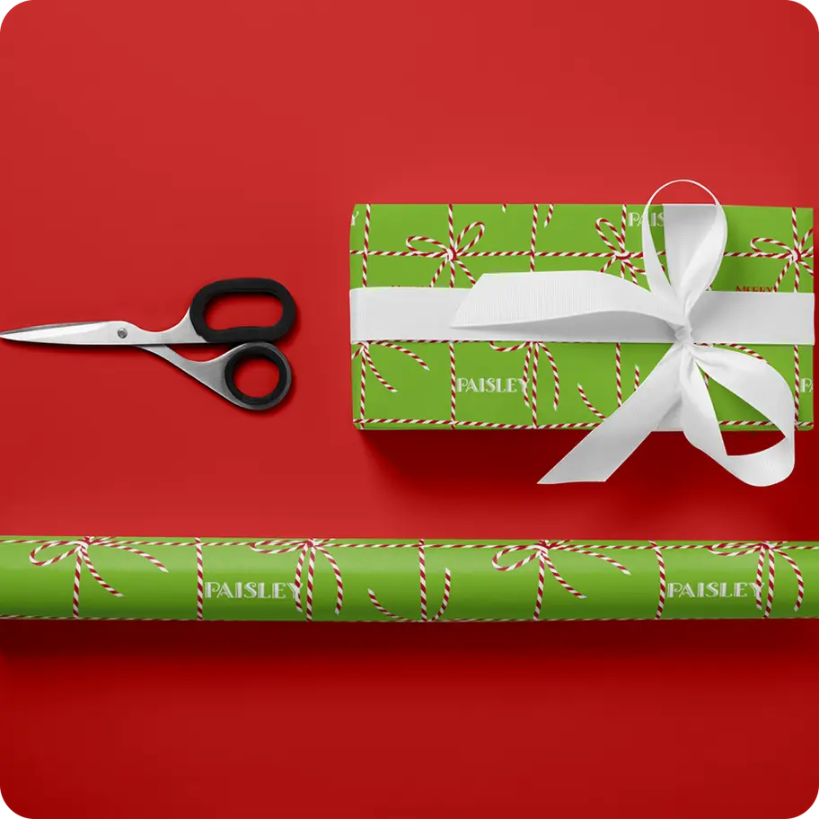 candy cane bow christmas gift wrap personalized