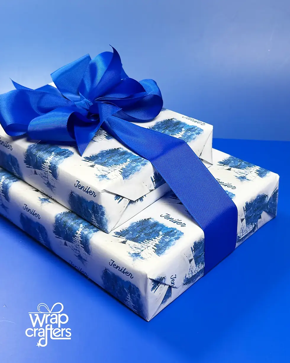 thoughtfully wrapped gift with clean folds and ribbon
