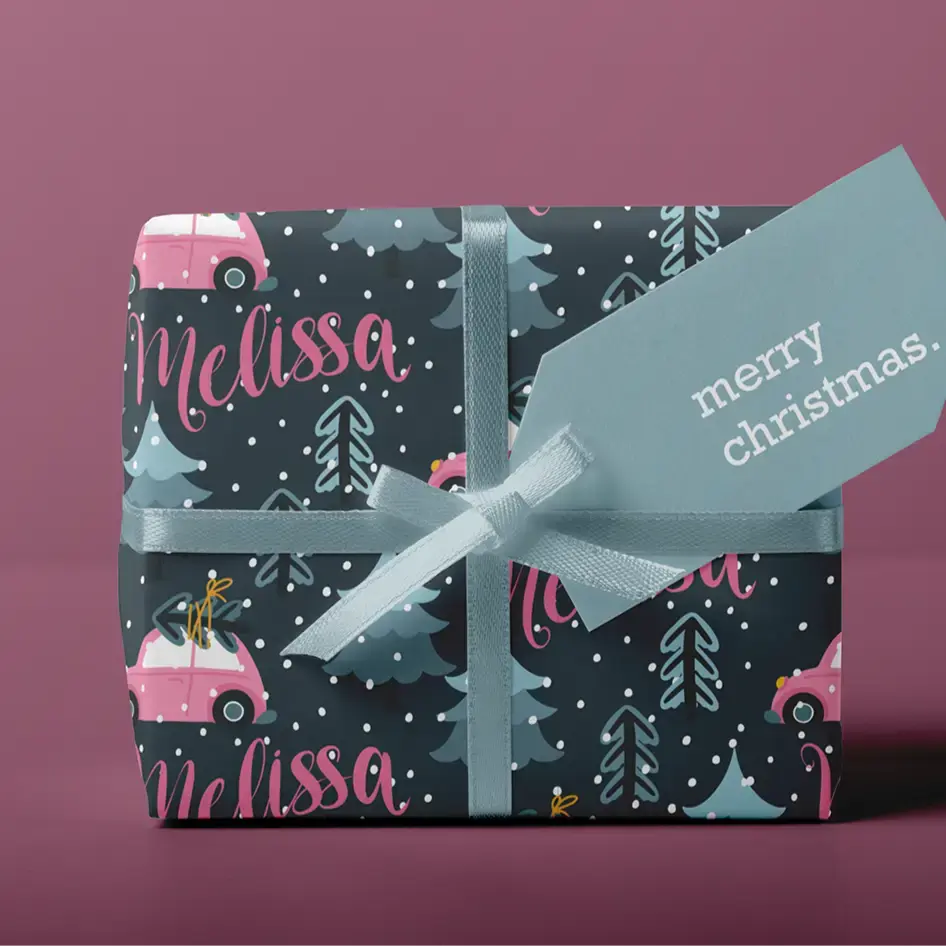 girls christmas wrapping paper personalized