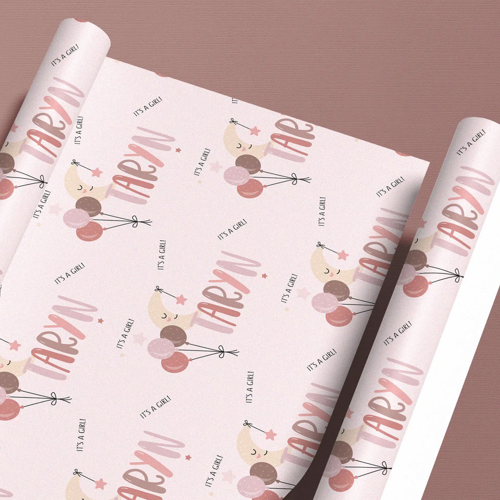 custom name celestial baby girl gift wrap